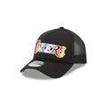 Los Angeles Lakers Rainbow Wordmark 9FORTY A-Frame Trucker Hat