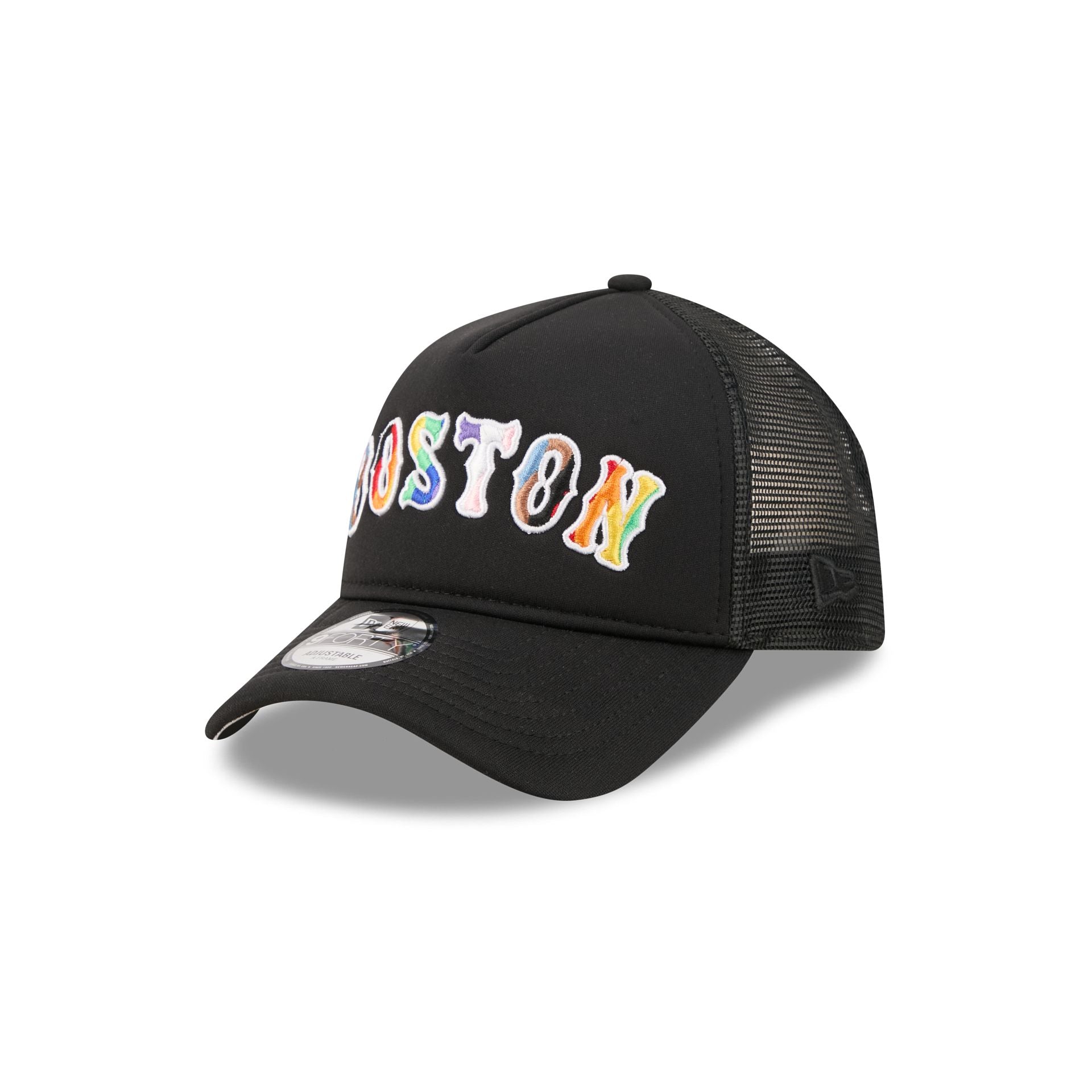 Boston Red Sox Rainbow Wordmark 9FORTY A-Frame Trucker Hat