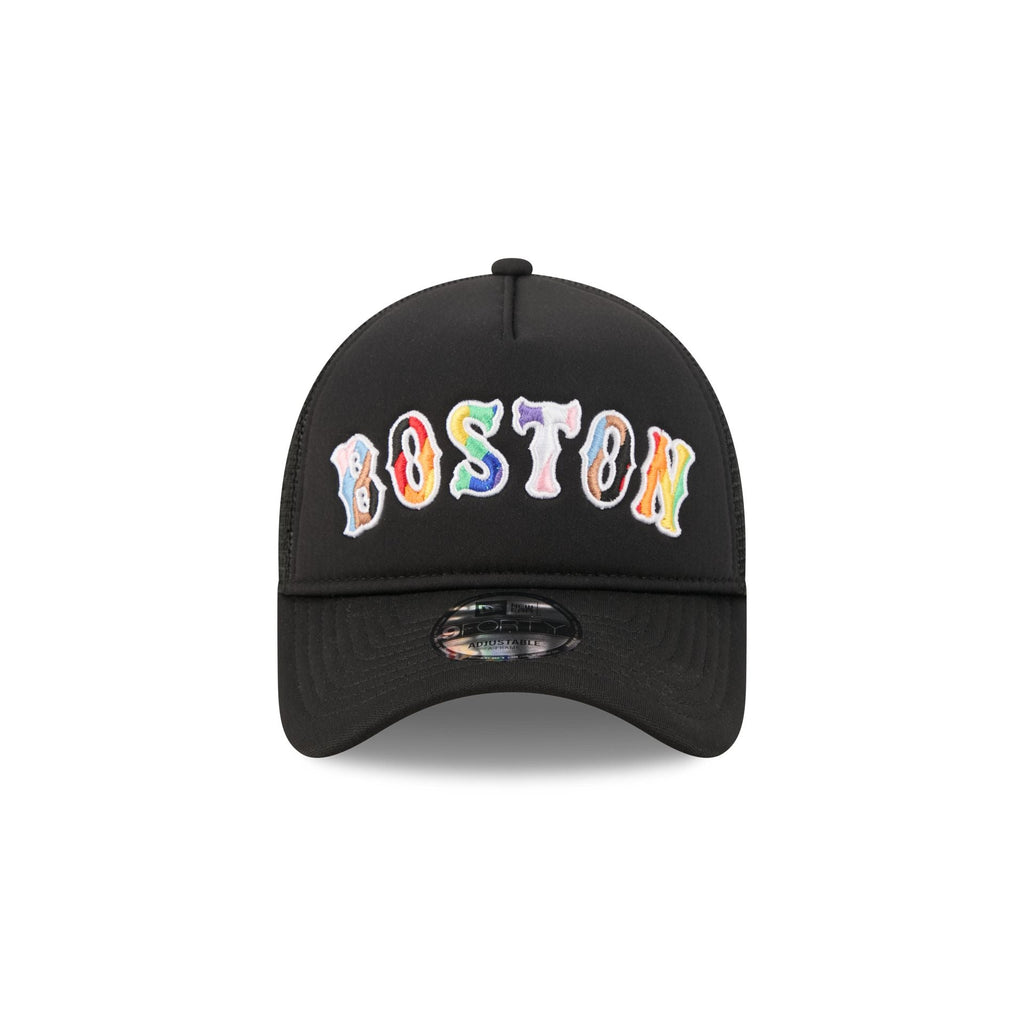 Boston Red Sox Rainbow Wordmark 9FORTY A-Frame Trucker Hat