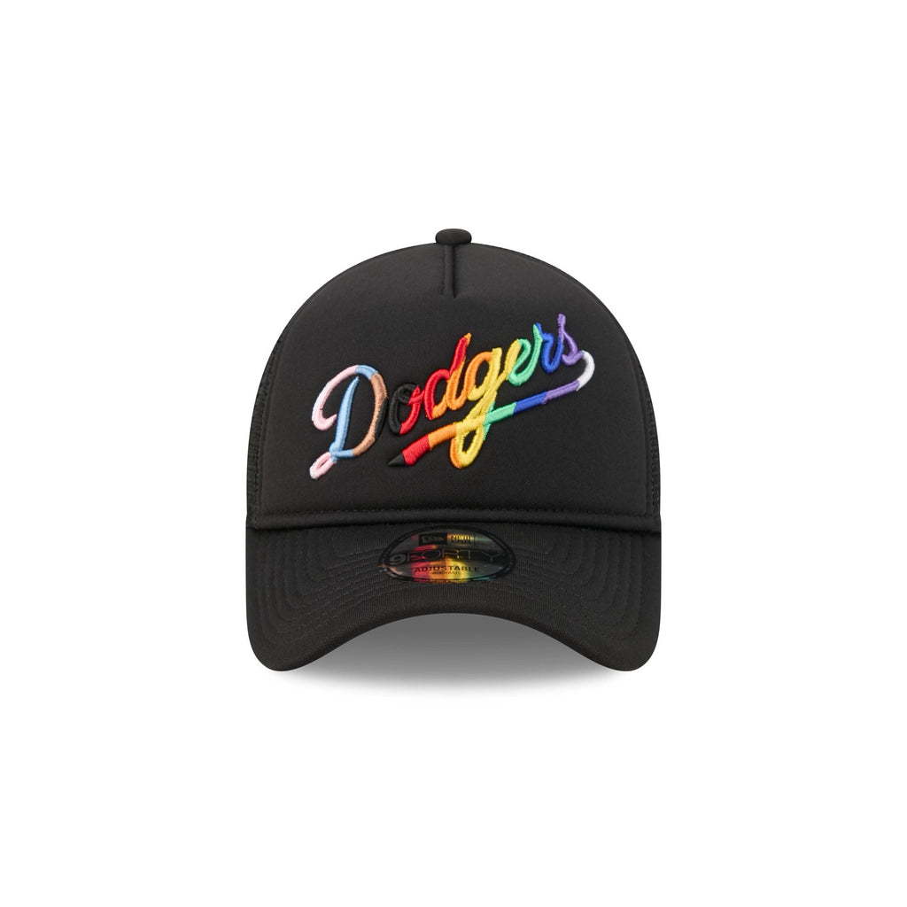Los Angeles Dodgers Rainbow Wordmark 9FORTY A-Frame Trucker Hat