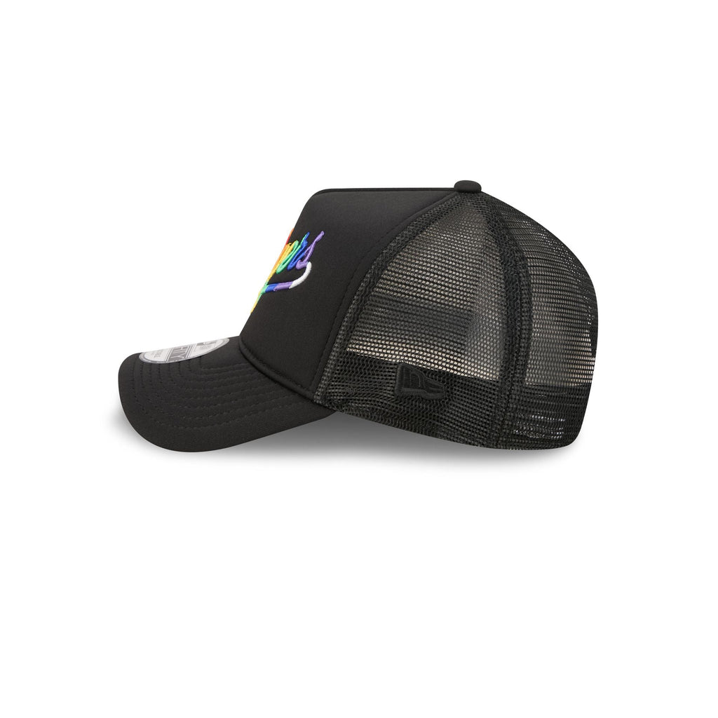 Los Angeles Dodgers Rainbow Wordmark 9FORTY A-Frame Trucker Hat