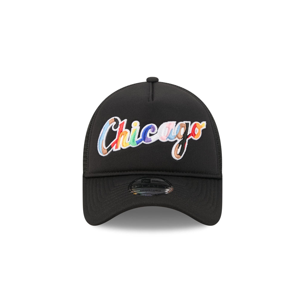 Chicago White Sox Rainbow Wordmark 9FORTY A-Frame Trucker Hat