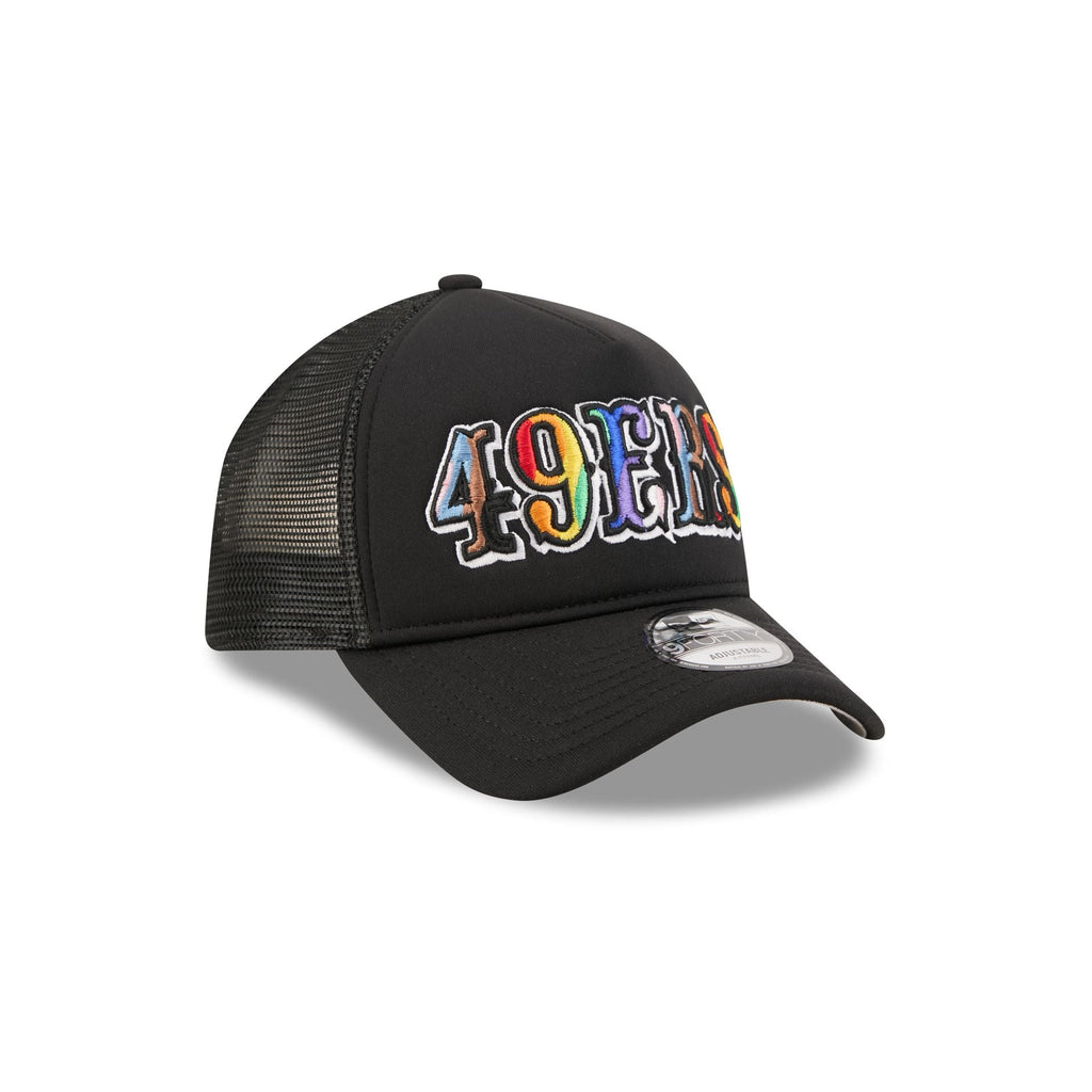 San Francisco 49ers Rainbow Wordmark 9FORTY A-Frame Trucker Hat