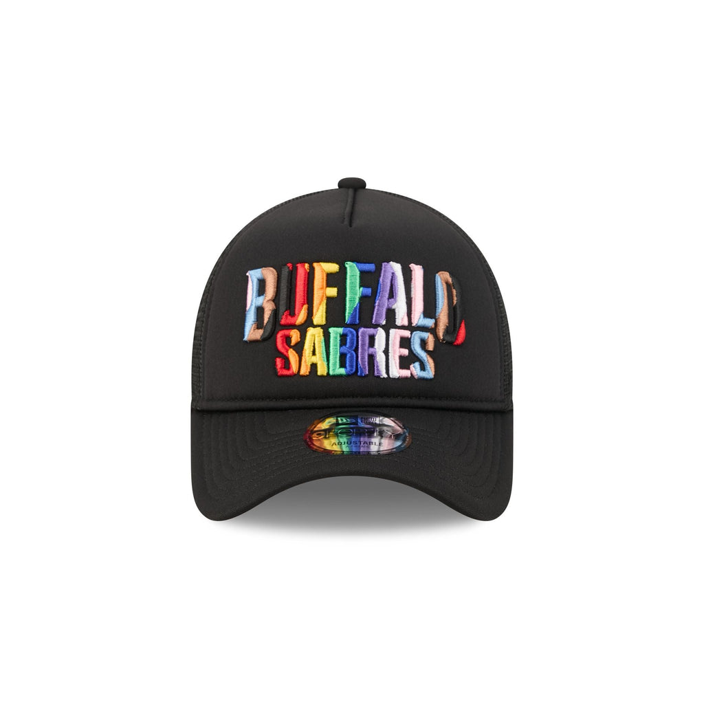 Buffalo Sabres Rainbow Wordmark 9FORTY A-Frame Trucker Hat