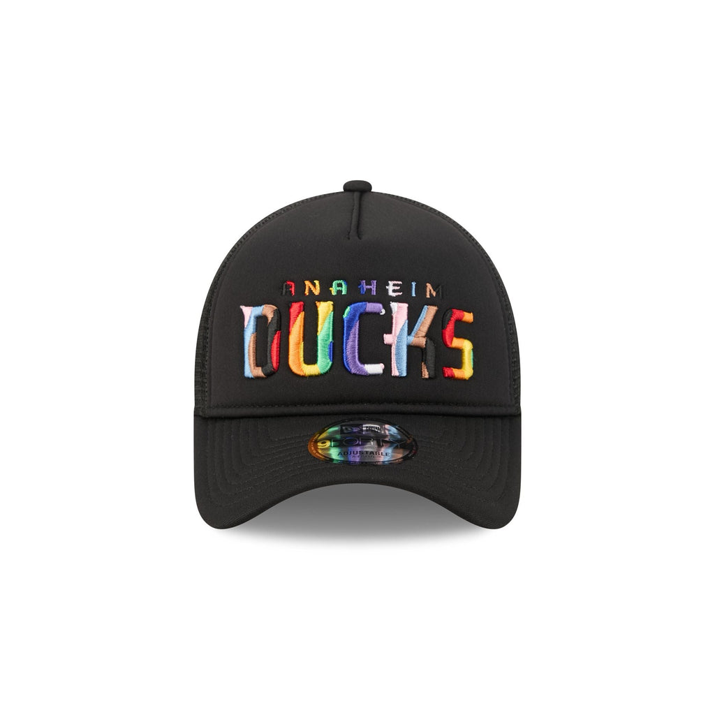 Anaheim Ducks Rainbow Wordmark 9FORTY A-Frame Trucker Hat