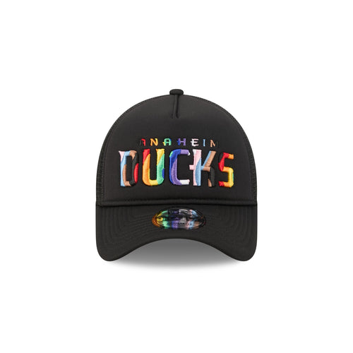 Anaheim Ducks Rainbow Wordmark 9FORTY A-Frame Trucker Hat