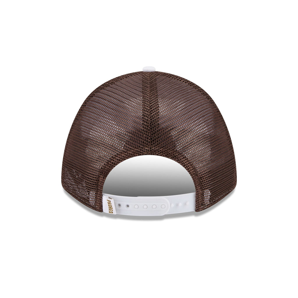 San Diego Padres Optic White Felt Logo Women's 9FORTY M-Crown A-Frame Trucker Hat