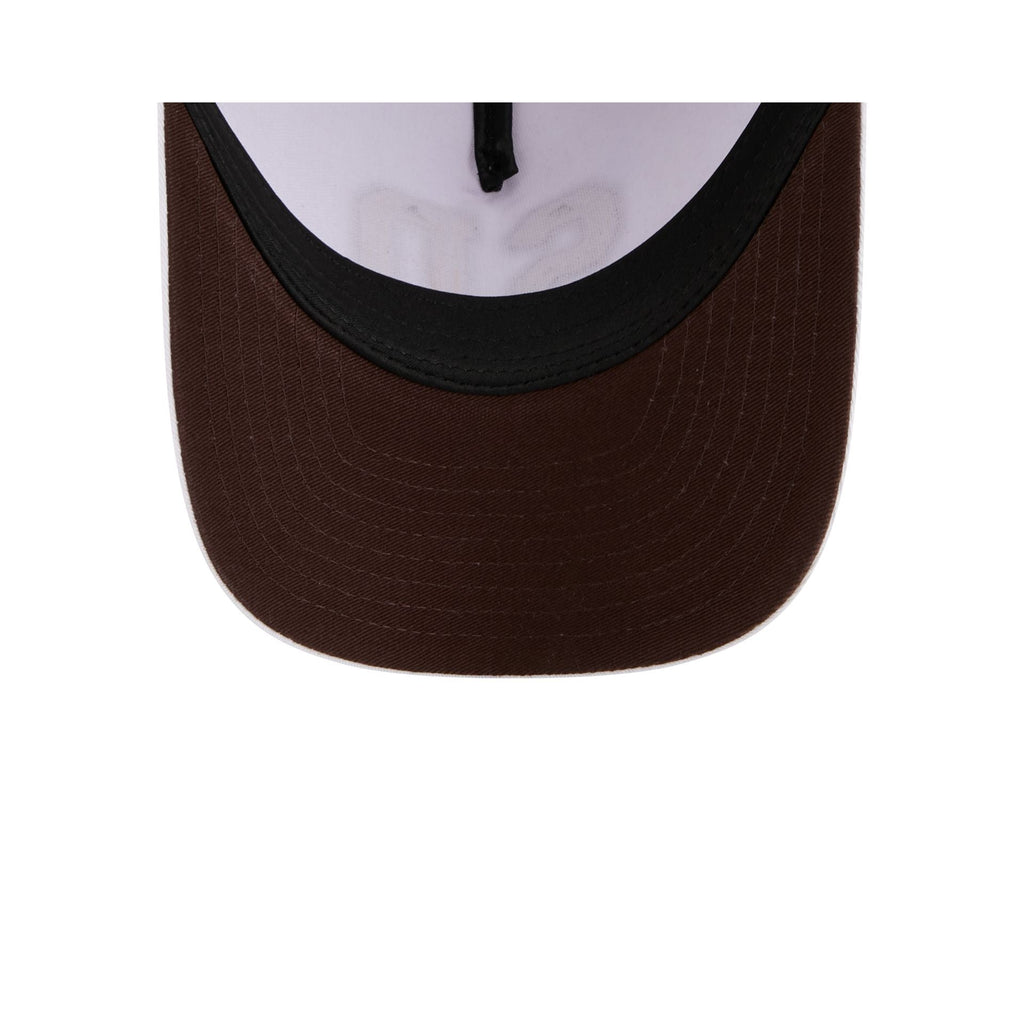 San Diego Padres Optic White Felt Logo Women's 9FORTY M-Crown A-Frame Trucker Hat