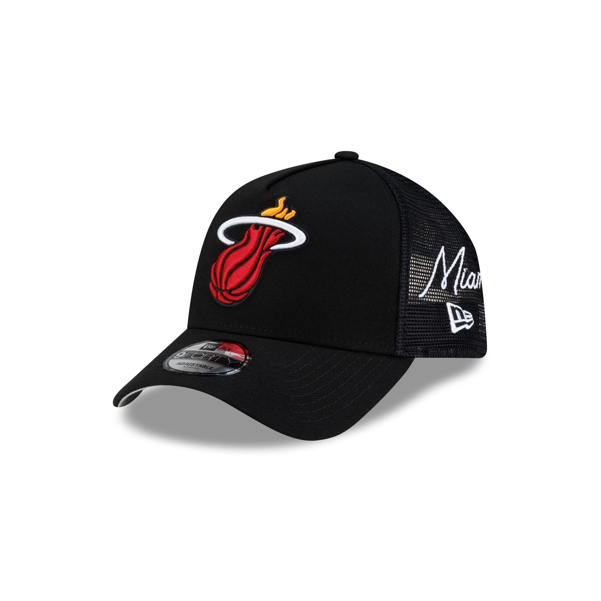 Miami Heat Side Script 9FORTY A-Frame Trucker Hat