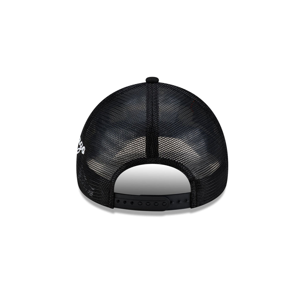 Chicago Bulls Side Script Black 9FORTY A-Frame Trucker Hat