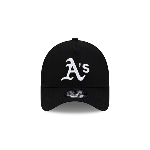 Athletics Side Script Black 9FORTY A-Frame Trucker Hat