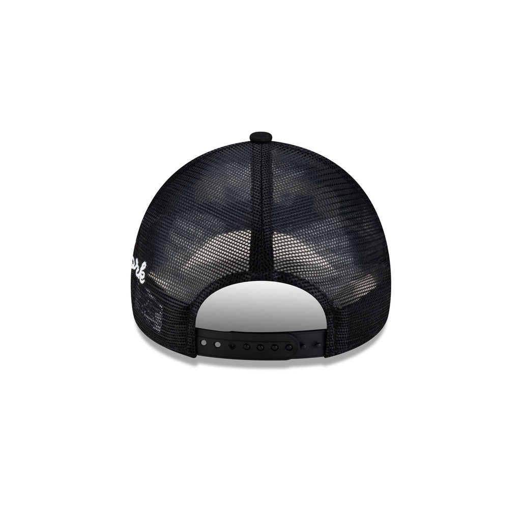 New York Mets Side Script Black 9FORTY A-Frame Trucker Hat