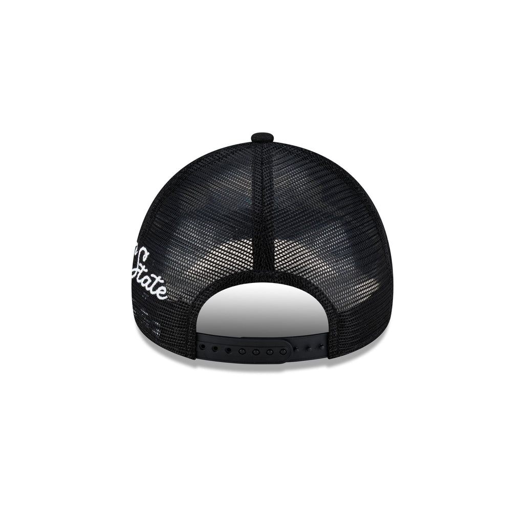Golden State Warriors Side Script Black 9FORTY A-Frame Trucker Hat