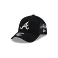 Atlanta Braves Side Script Black 9FORTY A-Frame Trucker Hat