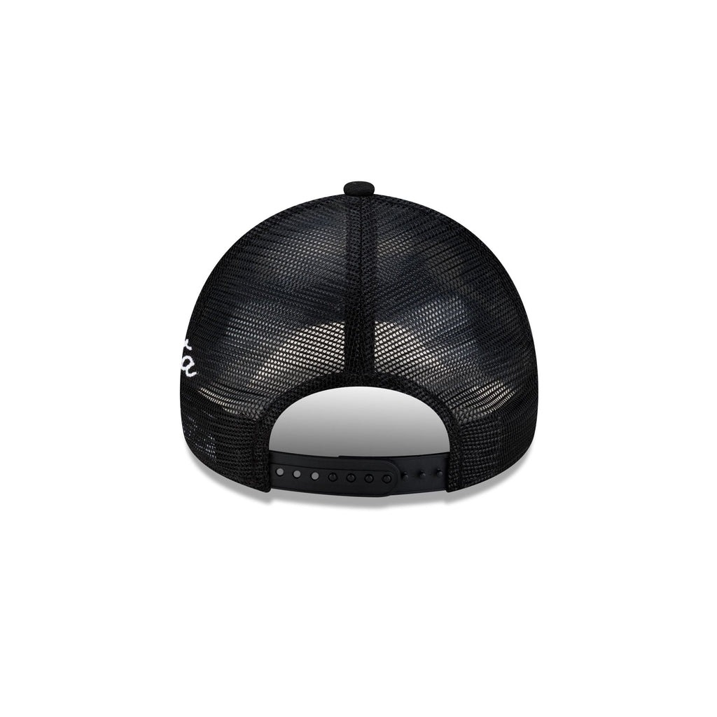 Atlanta Braves Side Script Black 9FORTY A-Frame Trucker Hat