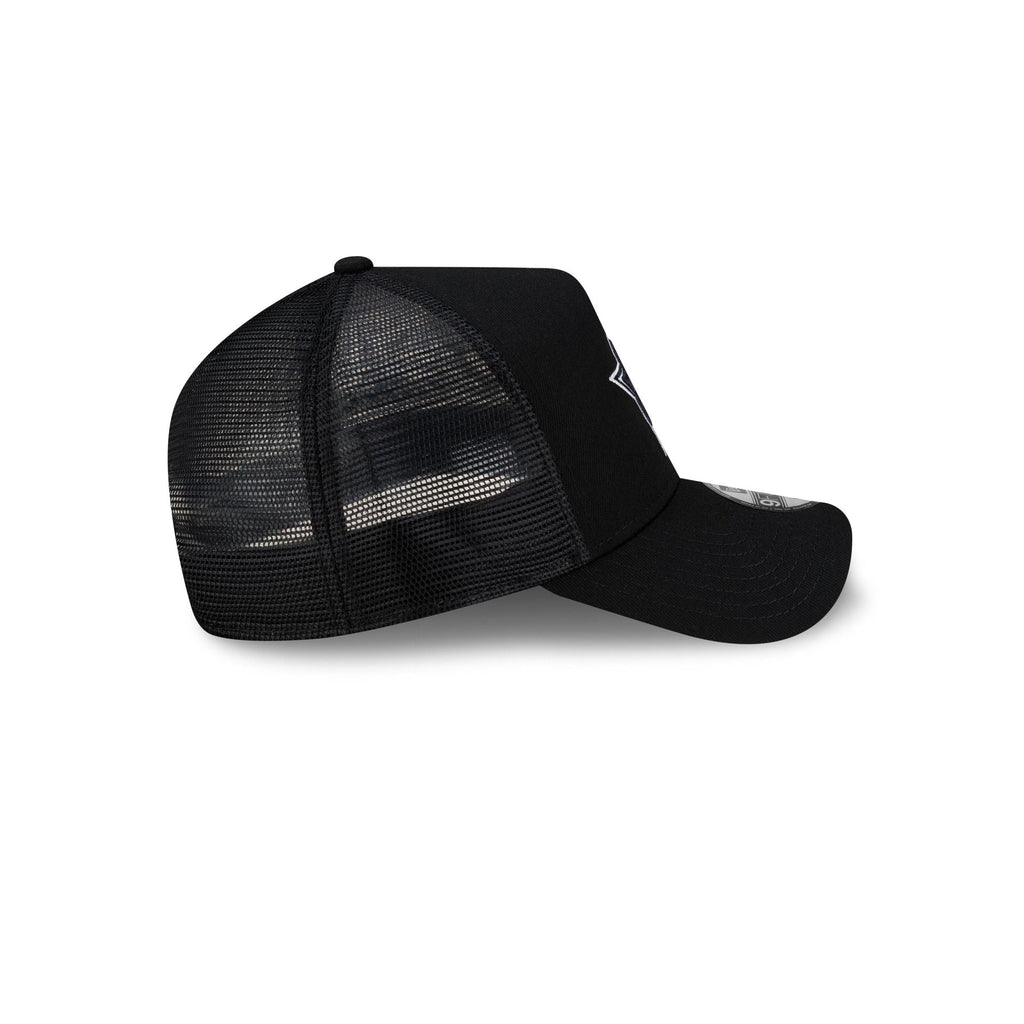 Dallas Cowboys Side Script Black 9FORTY A-Frame Trucker Hat