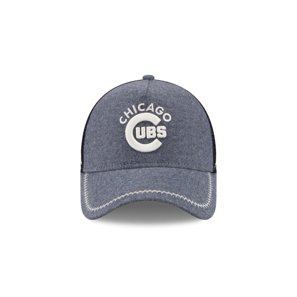 Chicago Cubs Navy Brushed Chambray 9FORTY A-Frame Trucker Hat
