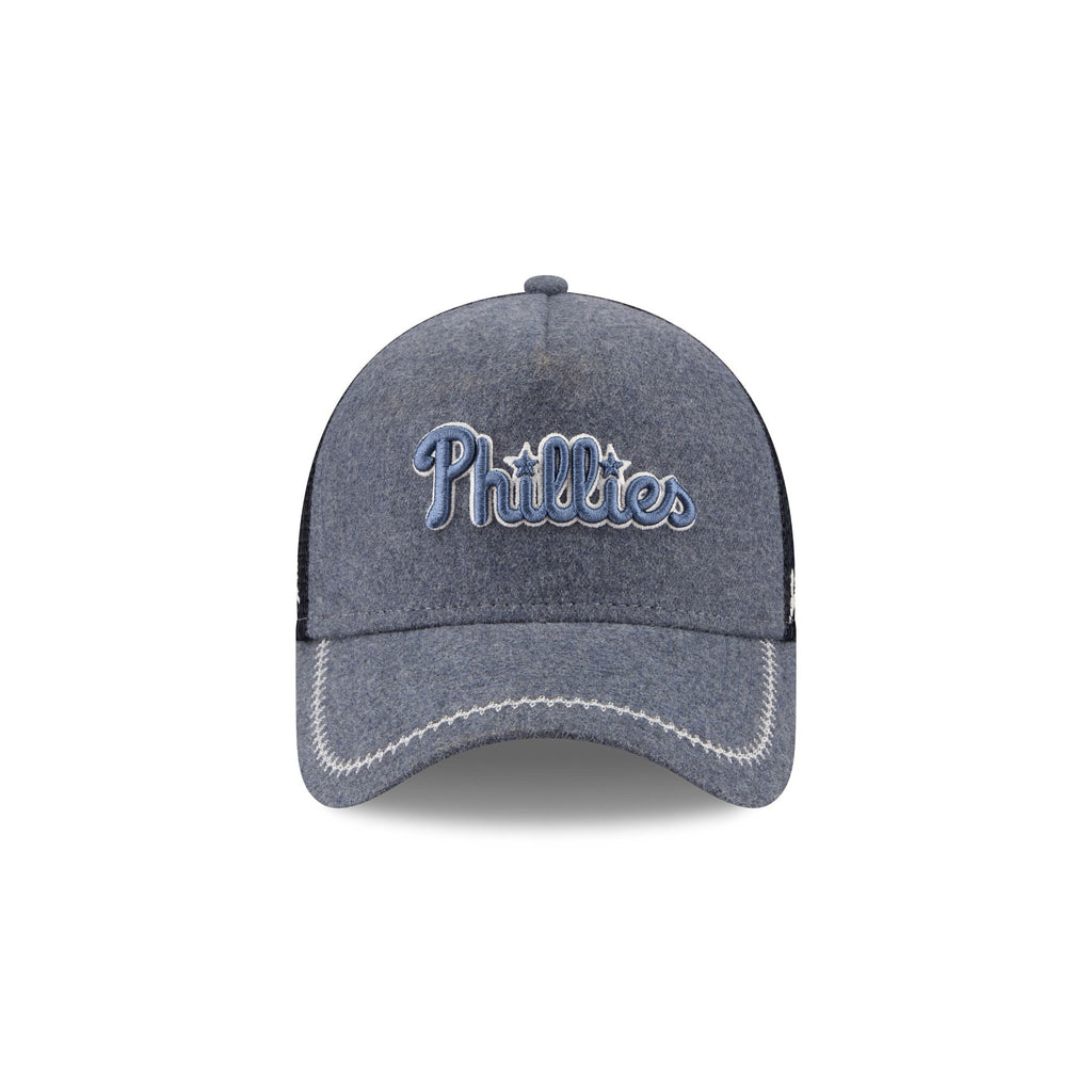 Philadelphia Phillies Navy Brushed Chambray 9FORTY A-Frame Trucker Hat