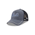 New York Mets Navy Brushed Chambray 9FORTY A-Frame Trucker Hat