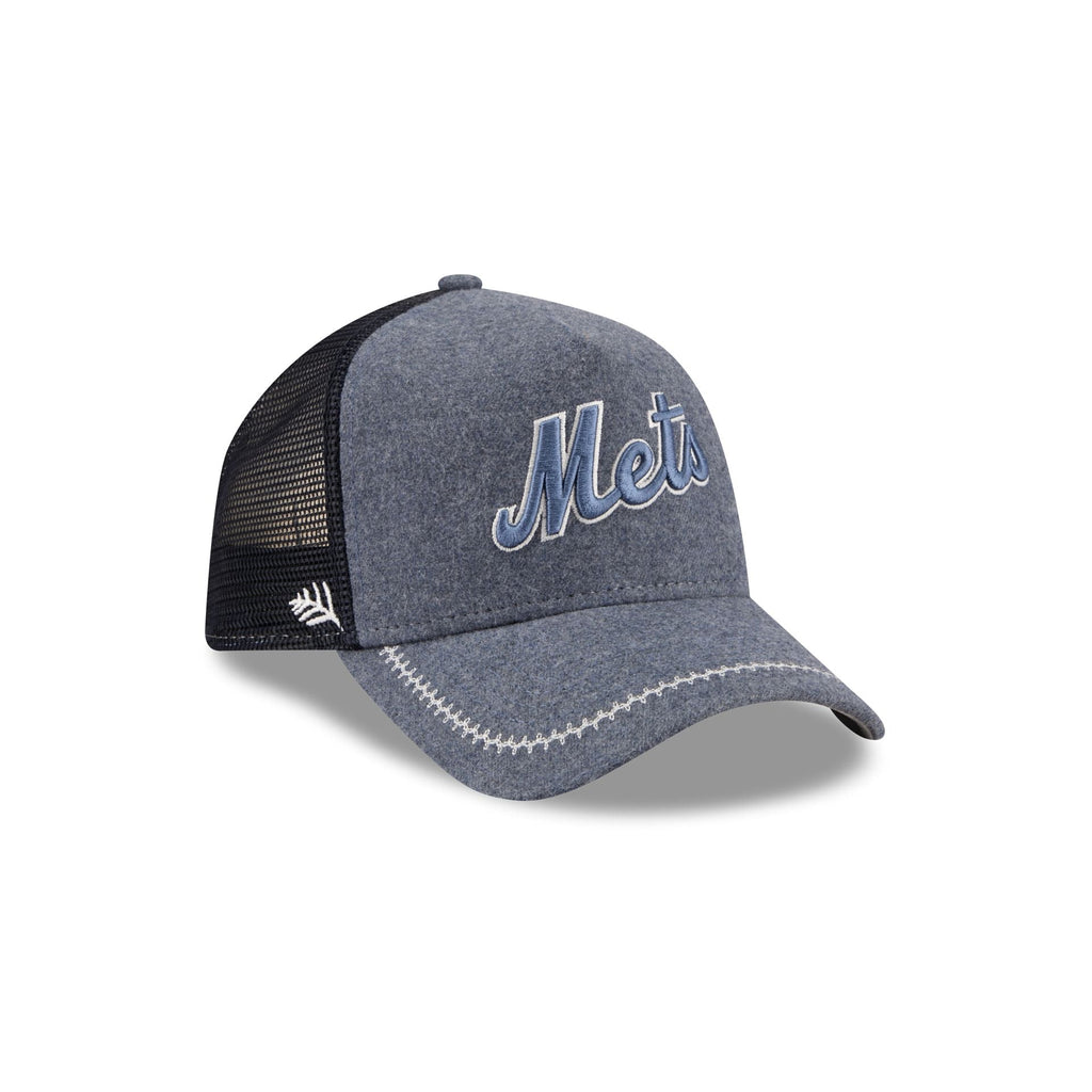 New York Mets Navy Brushed Chambray 9FORTY A-Frame Trucker Hat