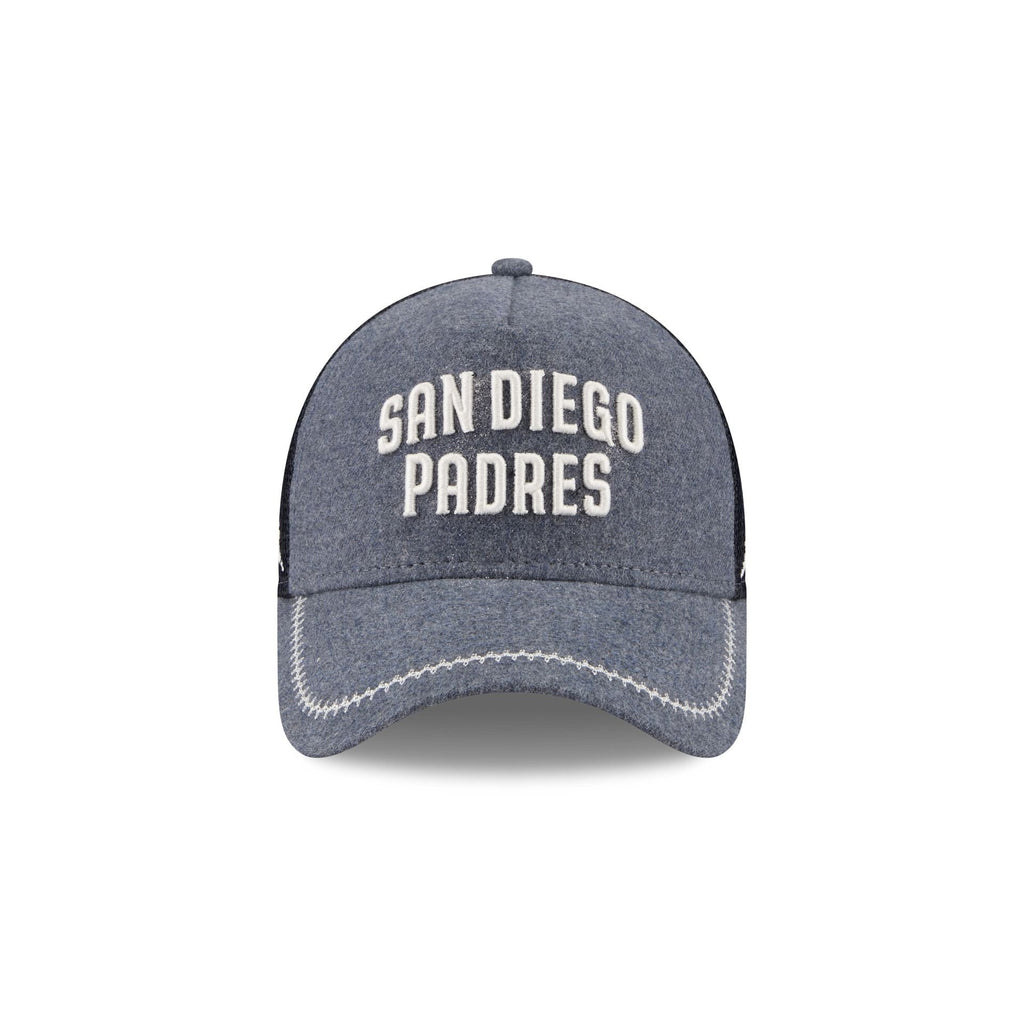 San Diego Padres Navy Brushed Chambray 9FORTY A-Frame Trucker Hat