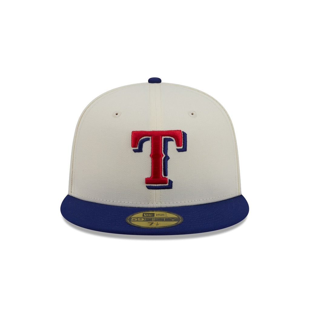 Texas Rangers Chrome White Basic 59FIFTY Fitted Hat