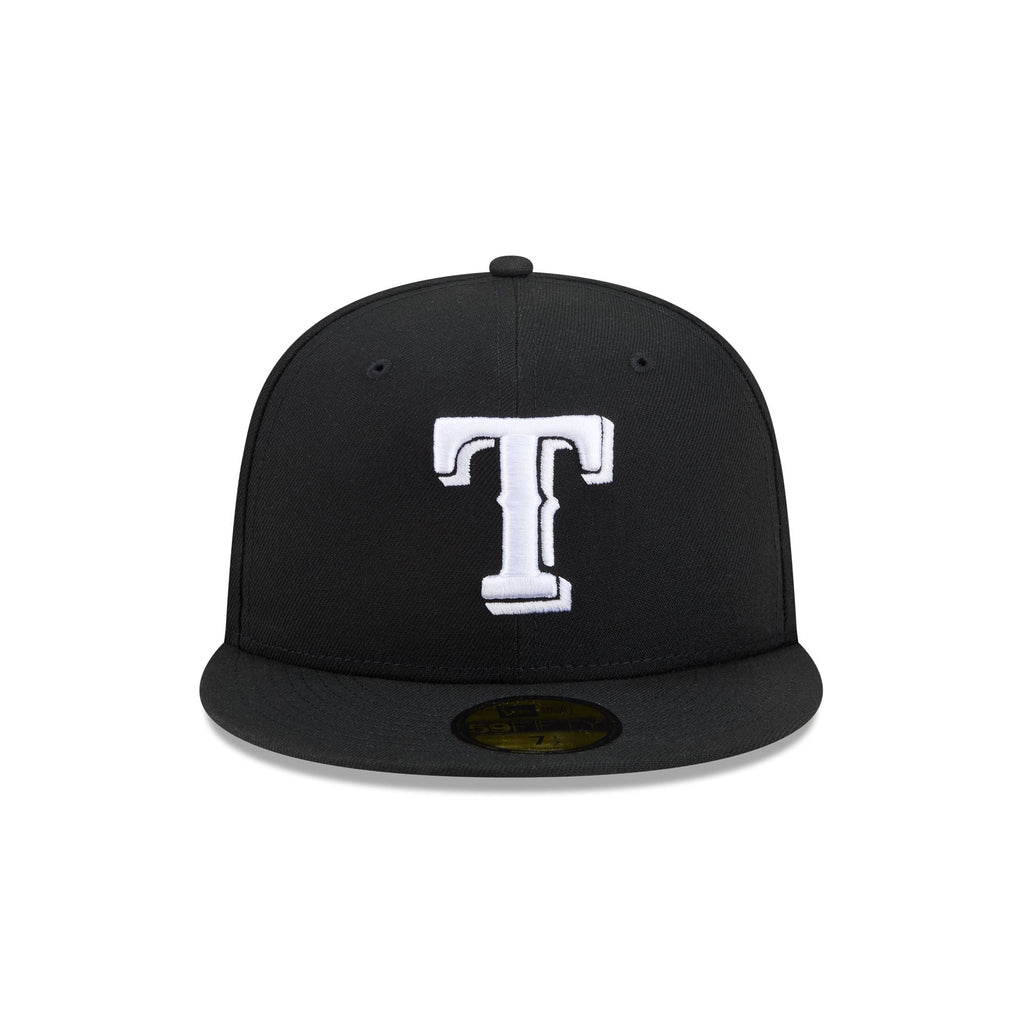 Texas Rangers Black and White Basic 59FIFTY Fitted Hat