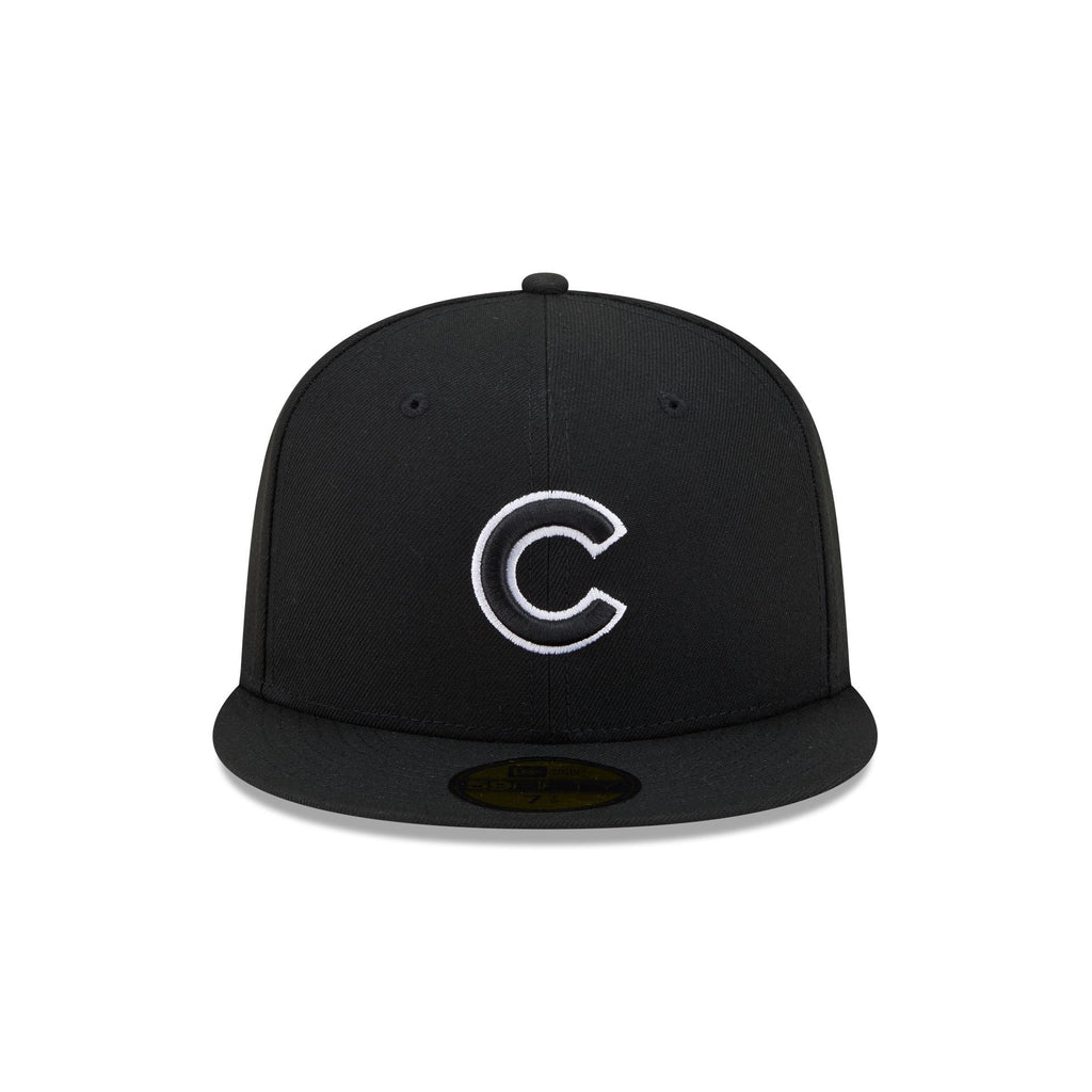 Chicago Cubs Black and White Basic 59FIFTY Fitted Hat