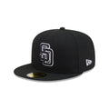 San Diego Padres Black and White Basic 59FIFTY Fitted Hat
